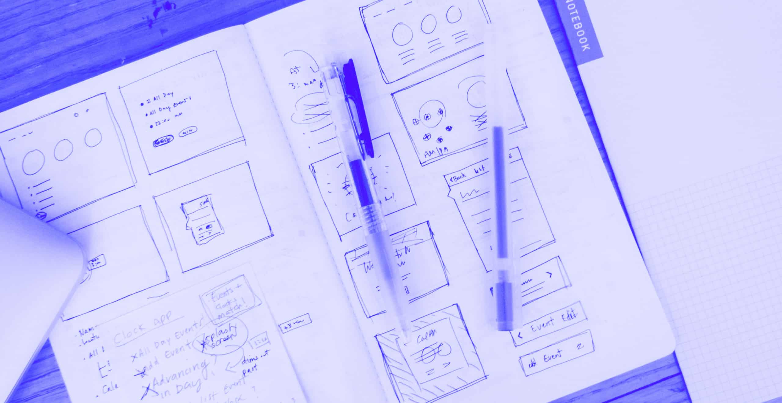 Wireframes with pen and paper